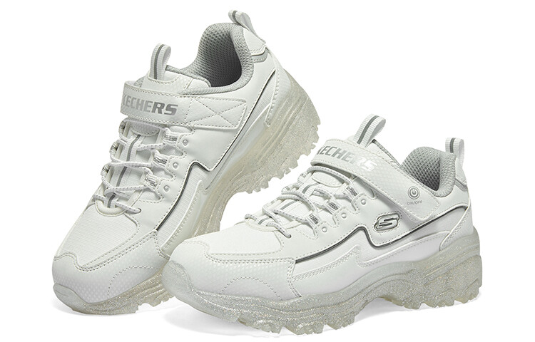 Кроссовки Skechers Girls Kids Lifestyle Shoes GS Low-top White/Silver, белый/серебряный — фото 4