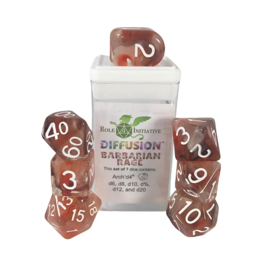 

Набор Diffusion Poly — Barbarian Rage с цифрами (7), Class & Creature Dice - Poly Sets