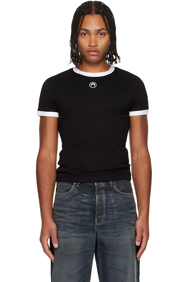 

Marine Serre Футболка с логотипом «Черная луна», двухцветная, детского кроя