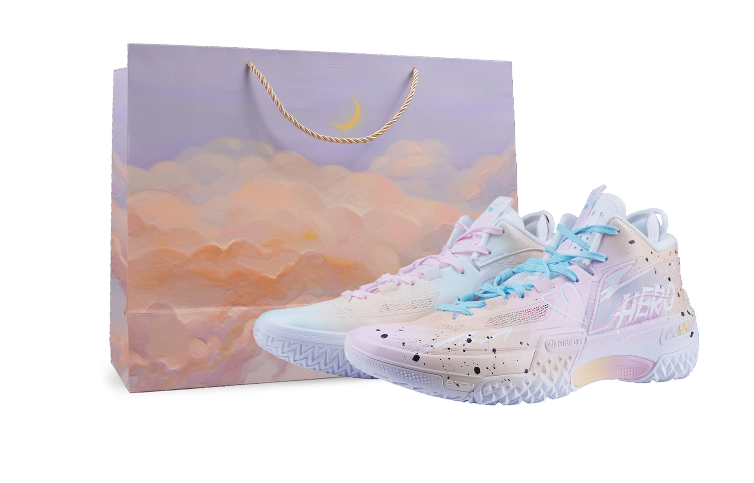 

LINING Амортизаторы Shudder противоскользящие устойчивые к истиранию баскетбольные кроссовки Mid top мужские розовый синий Mismatched