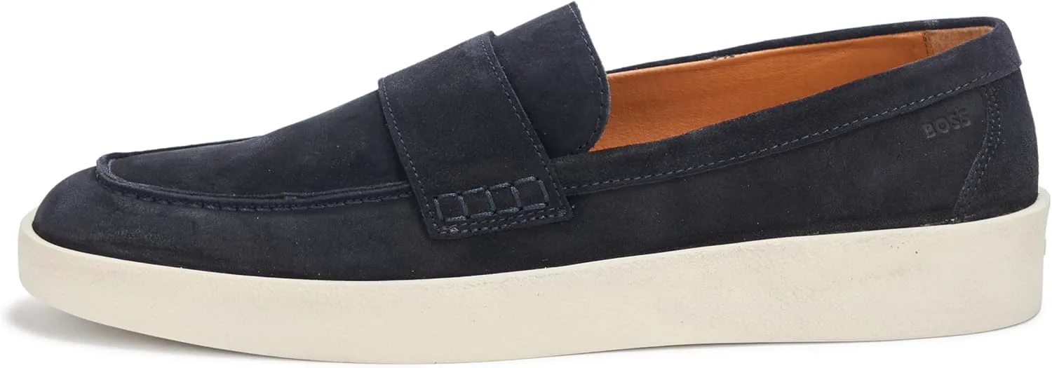 

Мужские лоферы BOSS из замши цвета глины, темно-синий