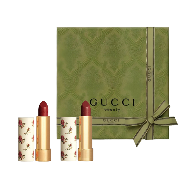

Подарочный набор Beloved Elegance из двух помад: легко растушевывается и выравнивает тон кожи GUCCI, silk hydrating #502+silk hydrating #203