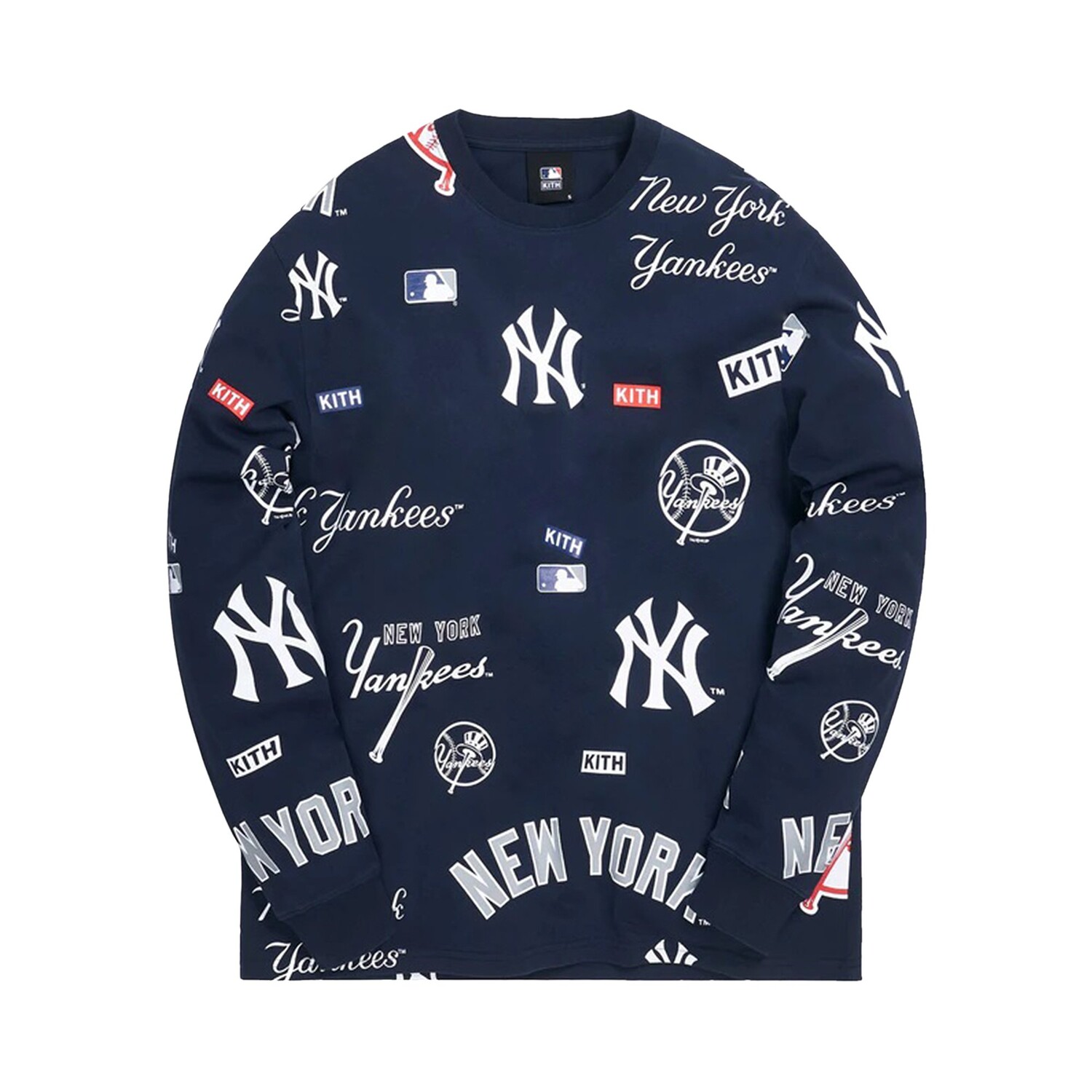 

Футболка с длинными рукавами Kith For The New York Yankees темно-синего цвета, Синий, Футболка с длинными рукавами Kith For The New York Yankees темно-синего цвета