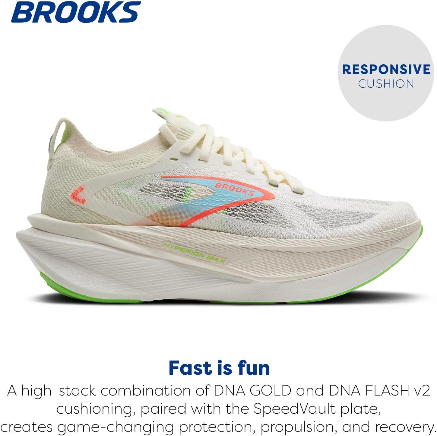 Мужские кроссовки для бега Brooks Hyperion Max 3 нейтральные, зеленый/розовый — фото 2
