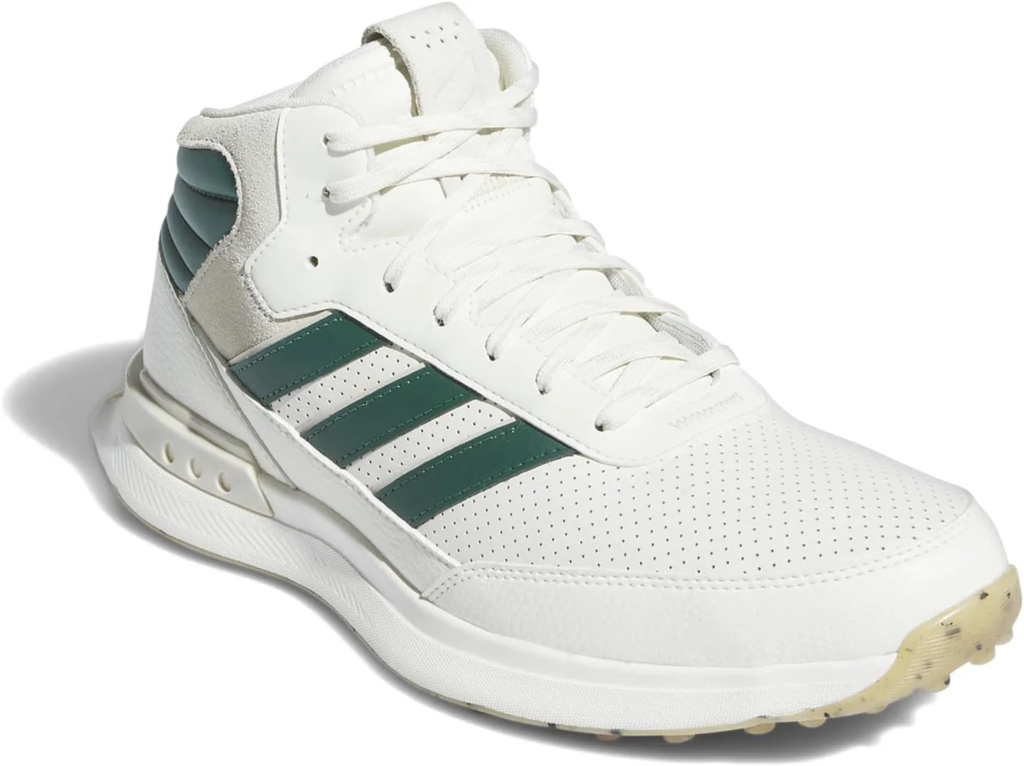 Мужские гольф-туфли Adidas S2g без шипов средней высоты, светло-белый/зеленый — фото 4