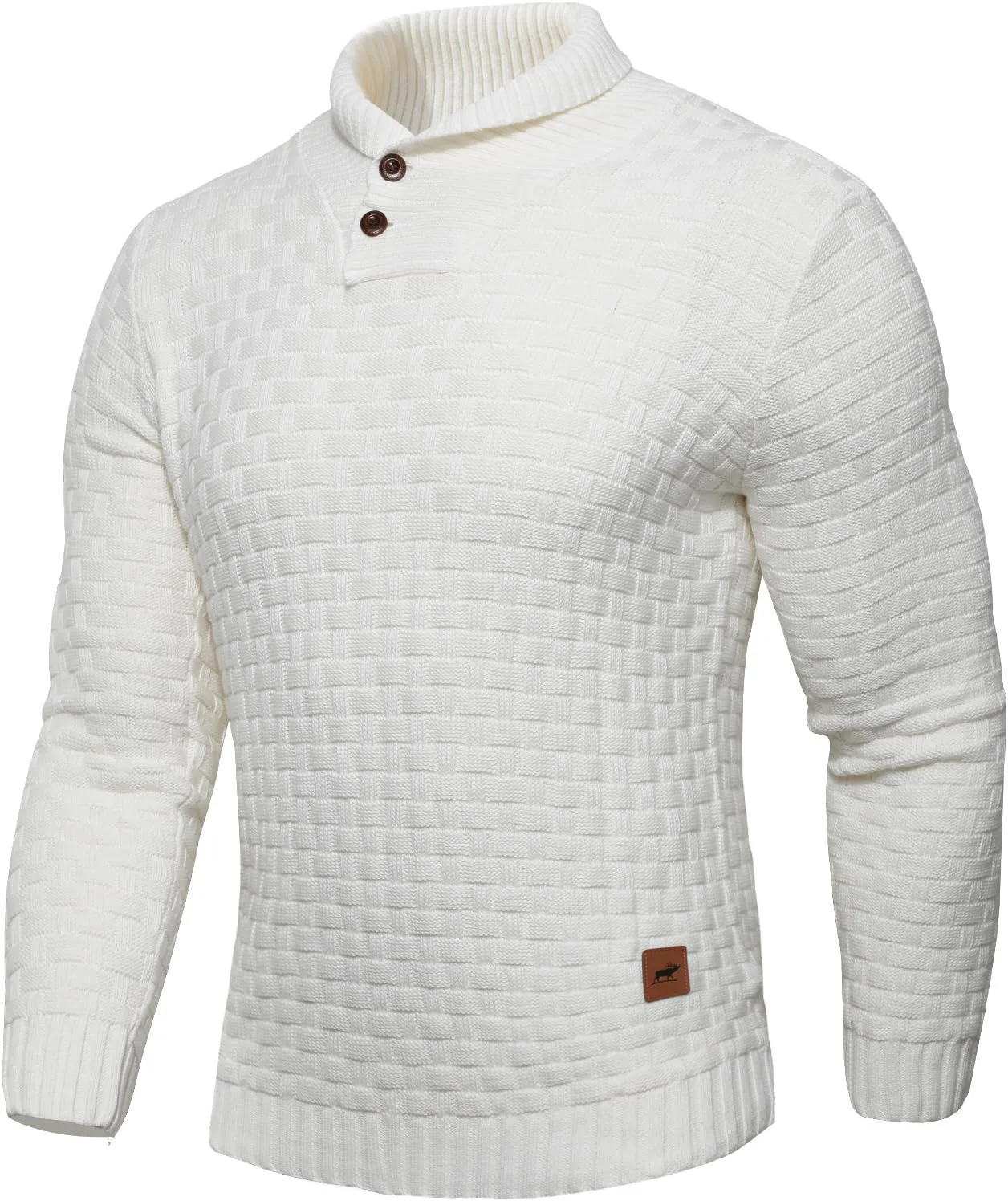 

Мужской термо пуловер с длинными рукавами Slim Fit из чистого хлопка, воротник стойка, вязаный, на пуговицах, для зимы Suvifuly