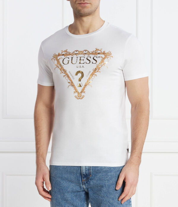 

Футболка мужская Guess Jeans с блестящим логотипом, белый