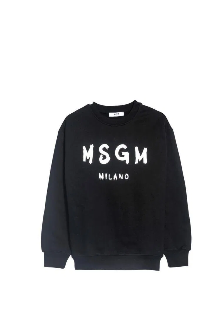 Свитшот хлопковый, Kids Msgm, черный — фото 4