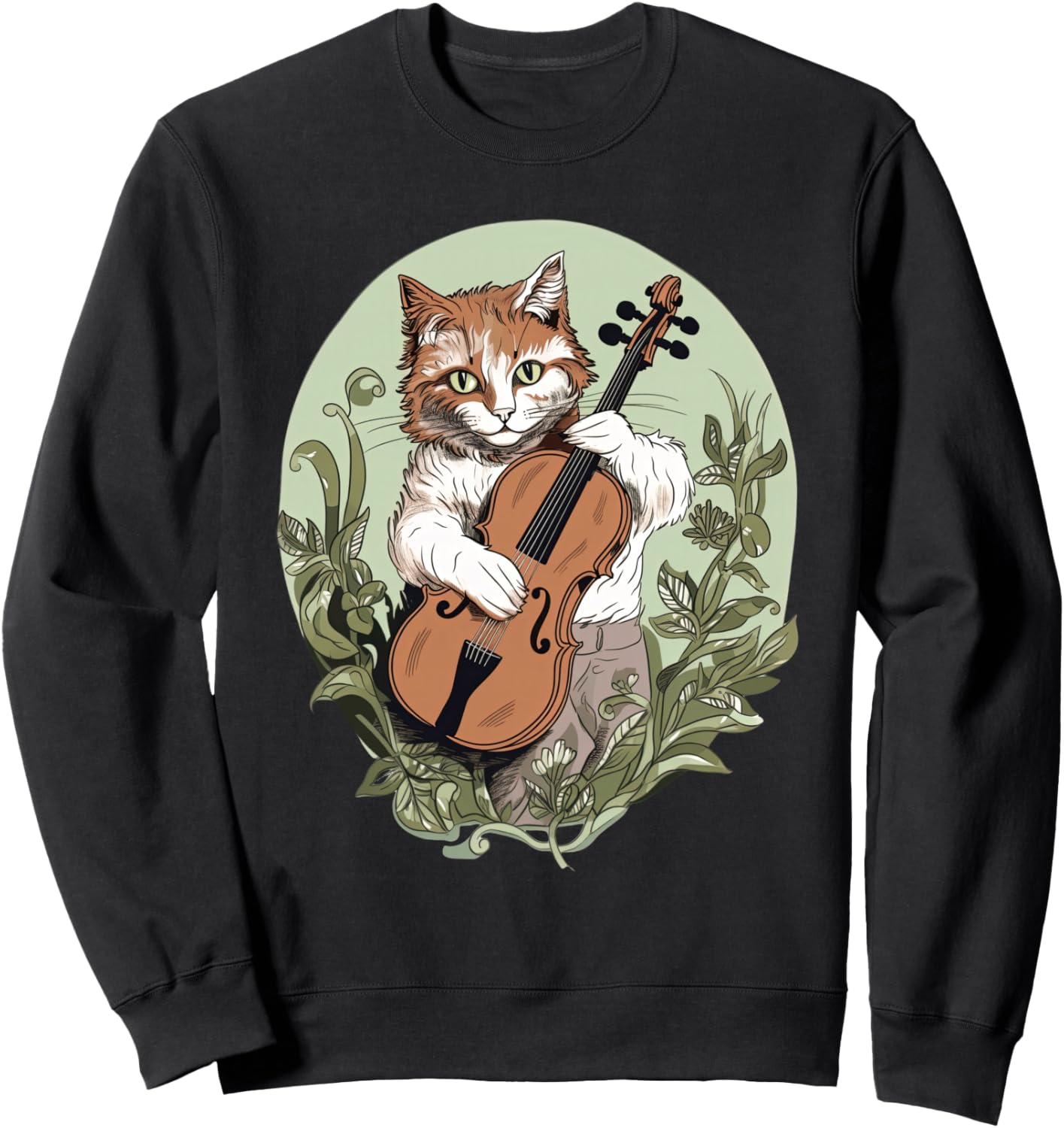

Толстовка с изображением кота, играющего на скрипке, в стиле коттеджкор Cute Cottagecore Aesthetic Nature Designs, черный