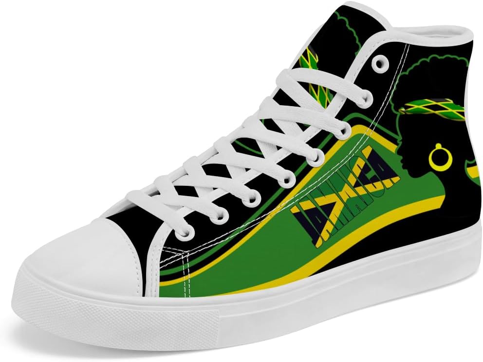 

Кеды на высокой подошве с флагом Ямайки, высокие кроссовки с флагом Ямайки для женщин и мужчин Chebing, зеленый
