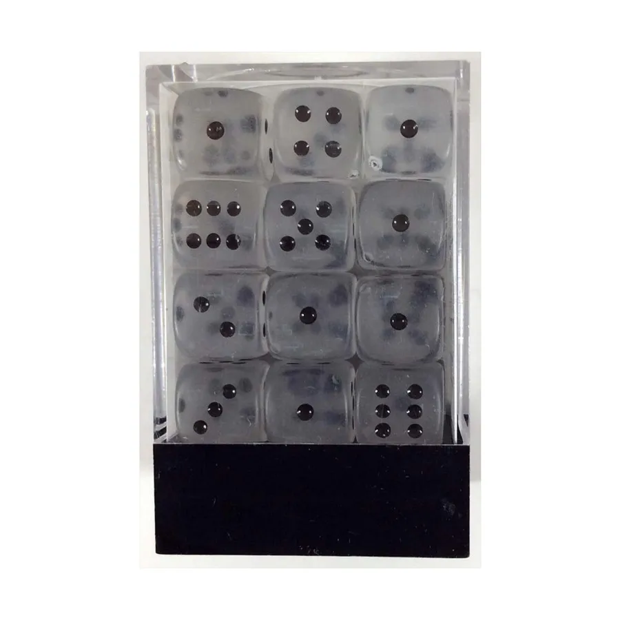 

d6 12 мм, прозрачный с черным (36), Dice - Frosted - d6 (Chessex)