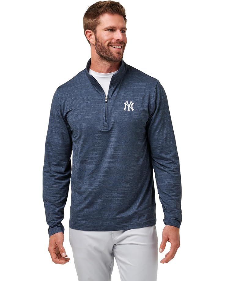 

Толстовка TravisMathew New York Yankees The Heater 1/4 Zip, цвет Vintage Indigo/Black