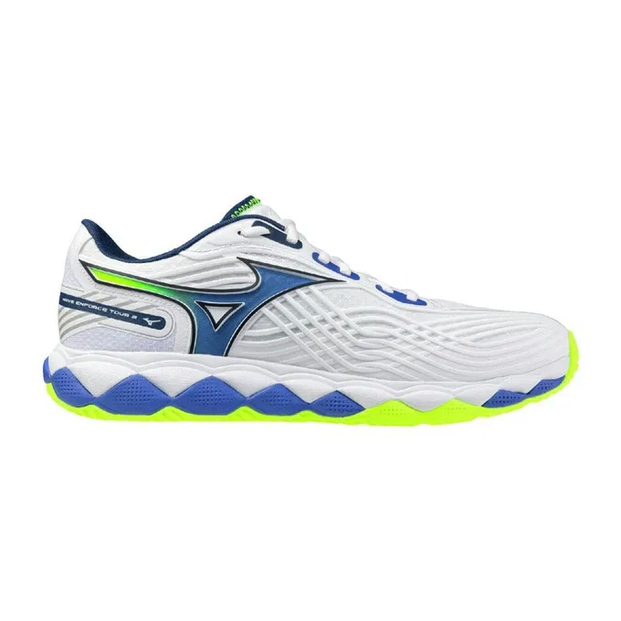 Унисекс кроссовки для тенниса «Wave Enforce Tour 2 AC» от Mizuno, White X Blue (20) — фото 2