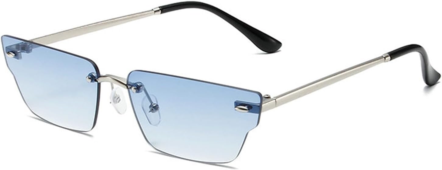 

Винтажные панк-солнцезащитные очки Helena без оправы для женщин, модные узкие солнцезащитные очки неправильной формы с металлической оправой, защита от УФ-излучения UV400, C9