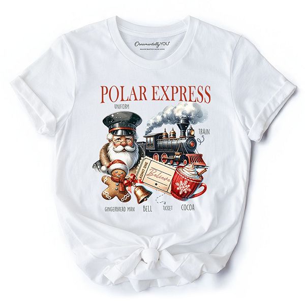 

Футболка Polar Express в винтажном стиле с санта клаусом Ornamentallyyou, White, Белый, Футболка Polar Express в винтажном стиле с санта клаусом Ornamentallyyou, White