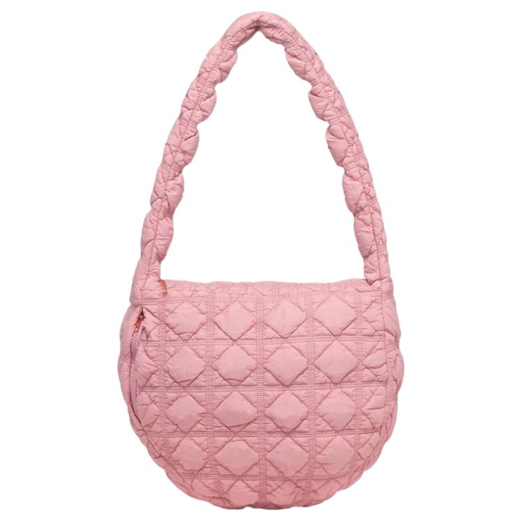 

Тканевая наплечная сумка большая женская кремово-розовая CARLYN, розовый