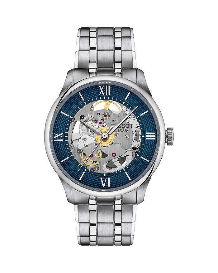 

Часы Tissot Chemin des Tourelles Powermatic 80 Skeleton, 39 мм, серебряный