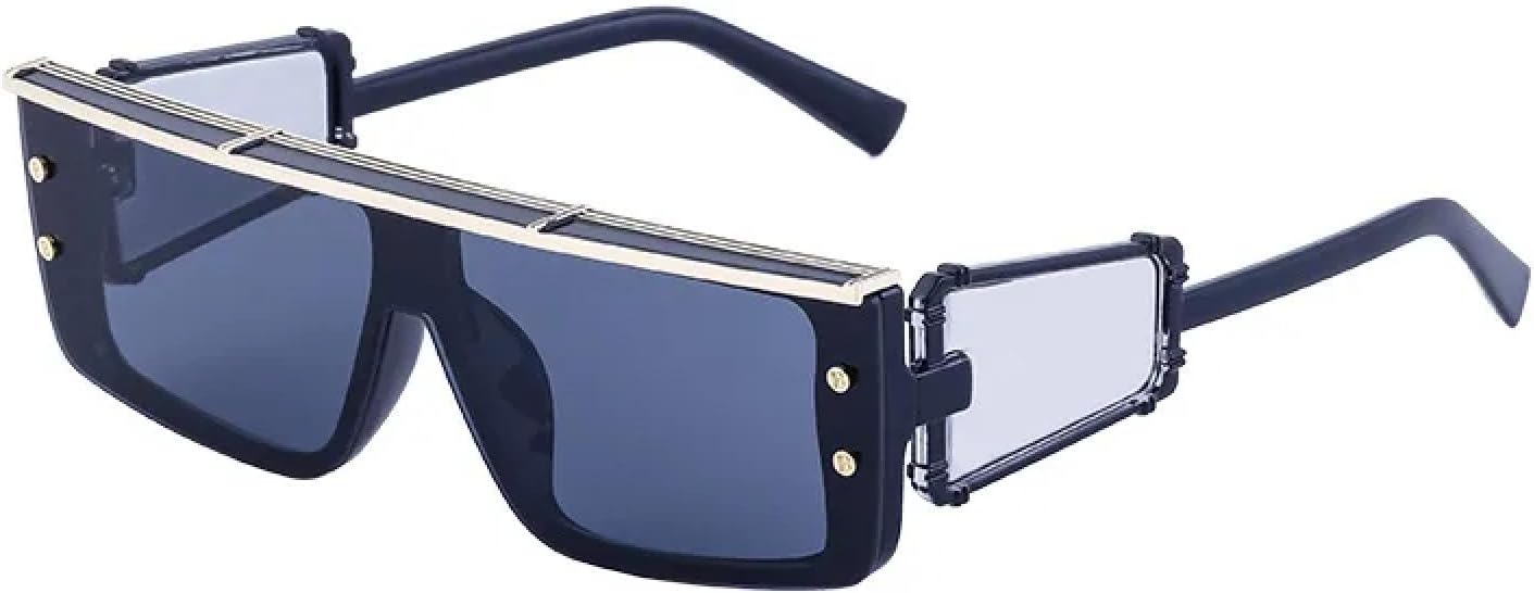 

Винтажные солнцезащитные очки в стиле стимпанк с заклепками для женщин и мужчин, роскошные солнцезащитные очки в стиле панк, модные солнцезащитные очки TKKTLLT, Black Gold Black