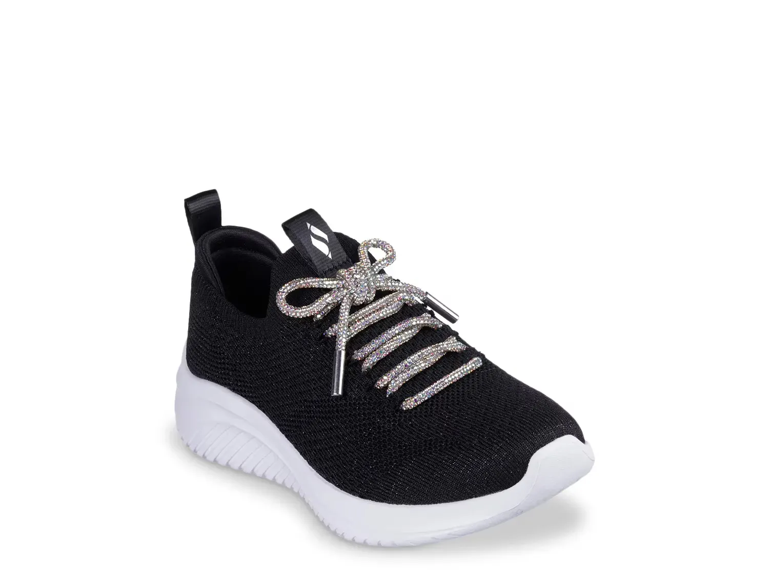 

Ультрагибкие блестящие кроссовки - детские Skechers, Black/Silver