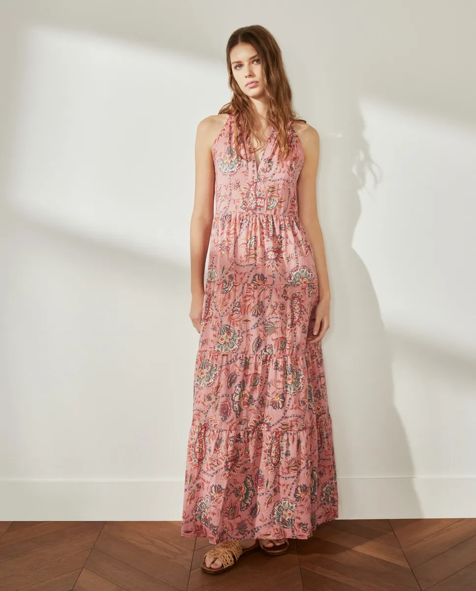 

Женское платье из хлопка с бретелью через шею Southern Cotton, розовый