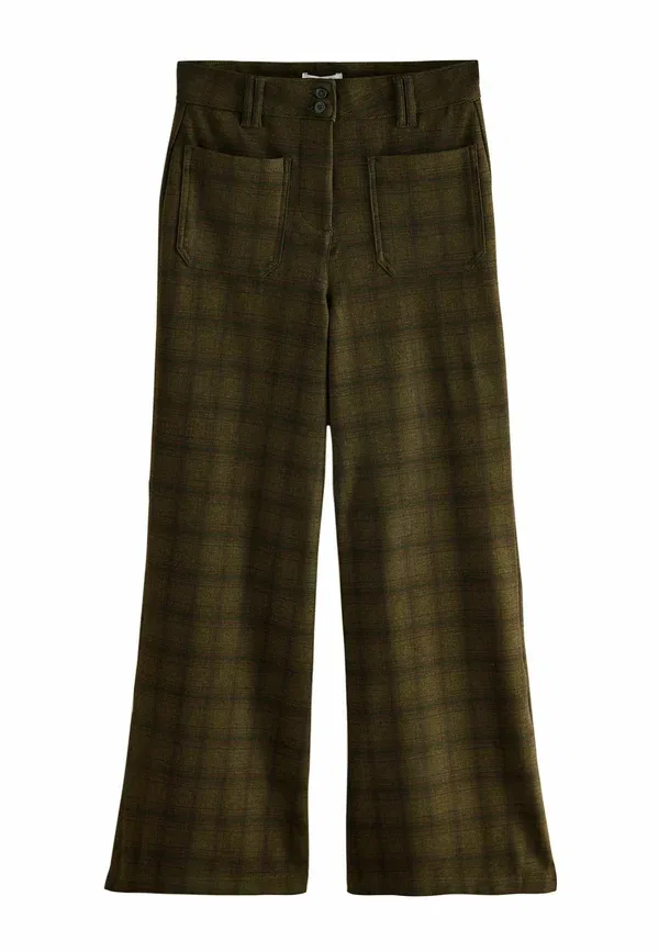 Брюки Petite fit n premium patch pocket wide trousers Next, цвет хаки-зеленый в клетку