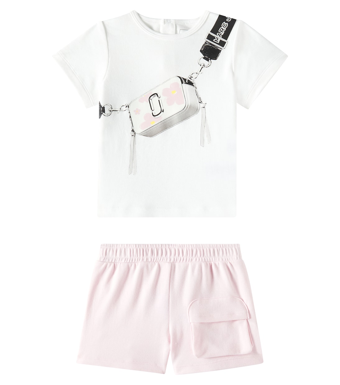 

Комплект из детской хлопковой футболки и шорт Marc Jacobs Kids, розовый