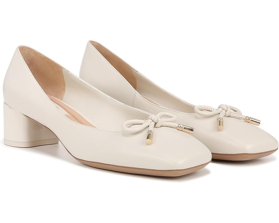 

Туфли Franco Sarto Natalia Square Toe Block Heel Pumps with Bow, цвет Cream White Leather