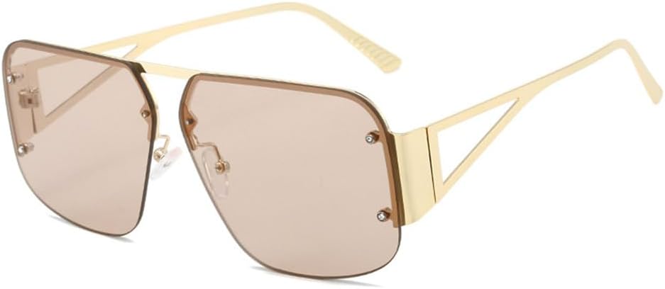 

Безободковые металлические солнцезащитные очки для женщин, винтажные солнцезащитные очки для мужчин, полуободковые солнцезащитные очки с градиентным переходом, защита от УФ-излучения UV400 KTUCN, Gold Tea