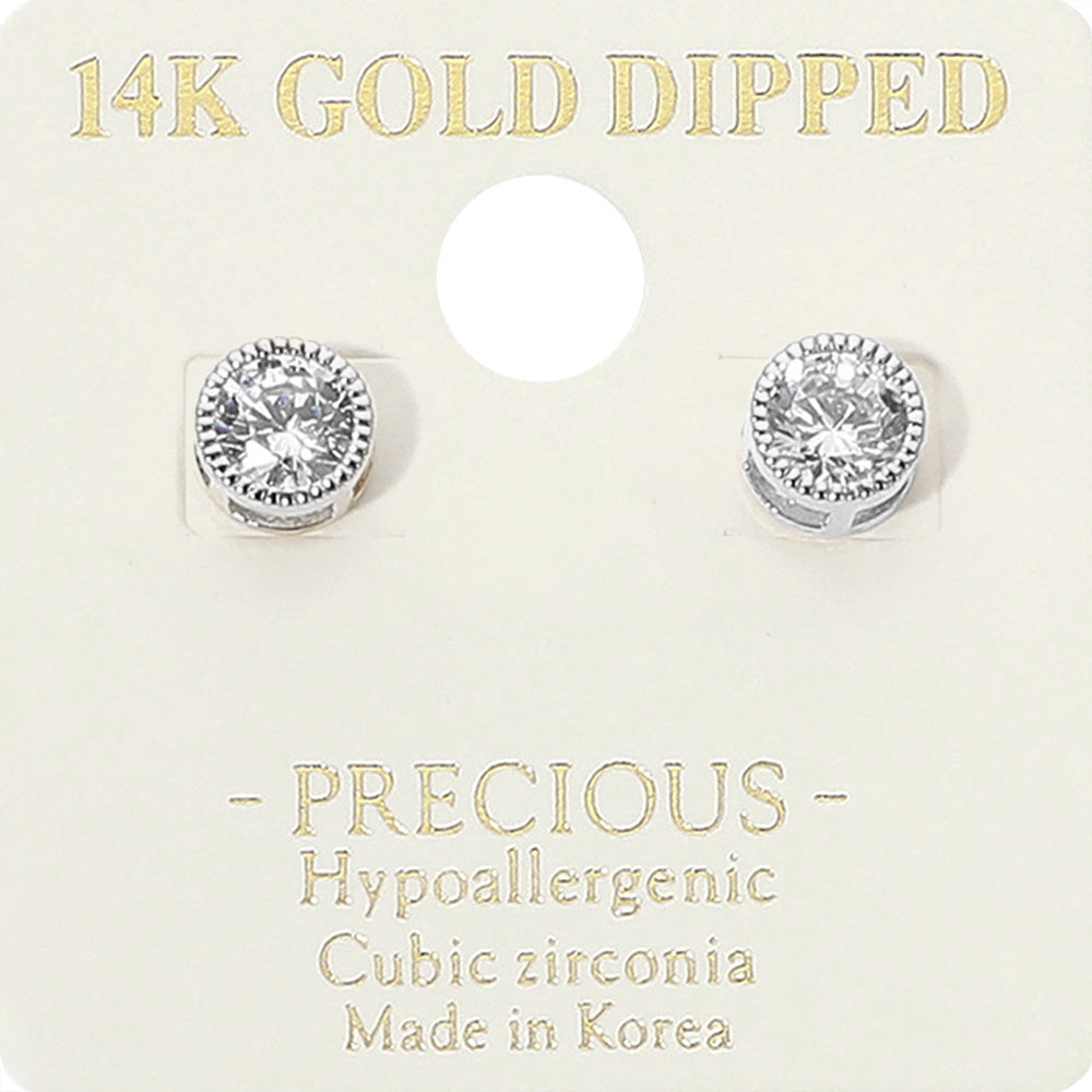 

Гипоаллергенные серьги-гвоздики с круглыми фианитами, покрытые 14-каратным золотом, родий Fashnzfab, Rhodium