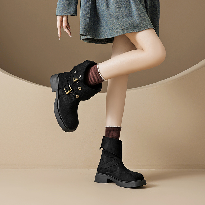 AGSDON Черные женские ботинки на каблуке 3,5 см, цвет Black — фото 4