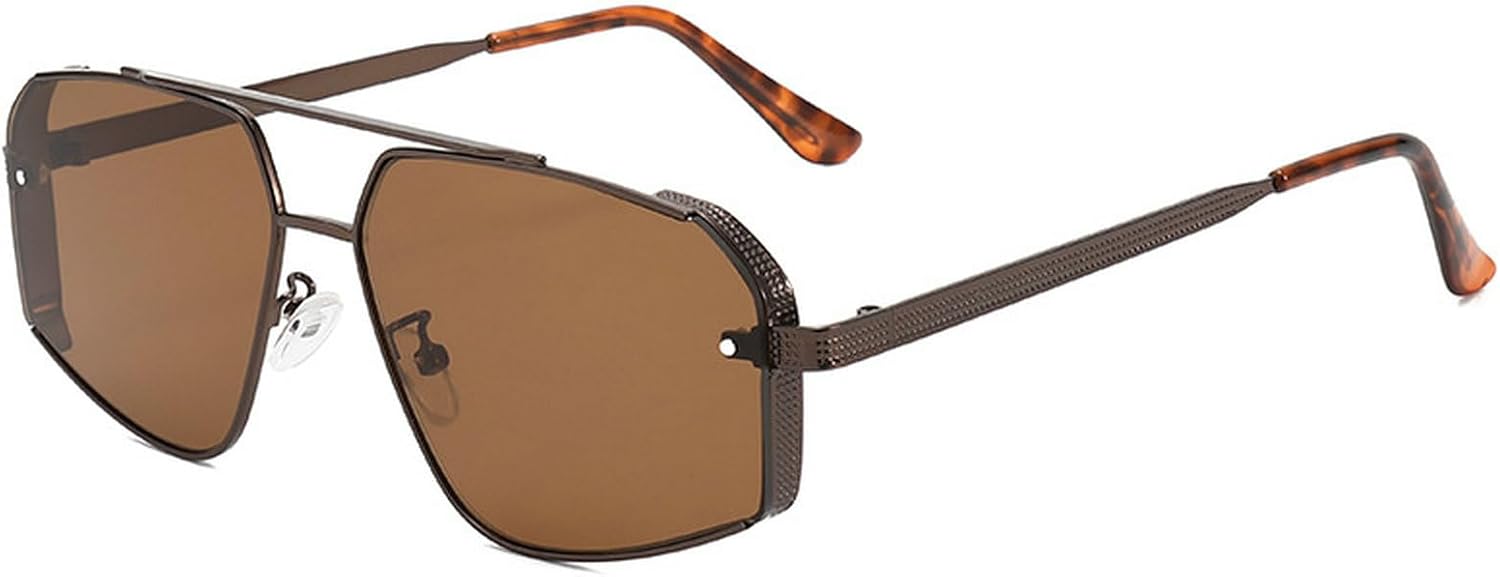 

Модные солнцезащитные очки-пилот 2025 года для женщин и мужчин, в стиле ретро, ​​роскошные, с металлической двойной перемычкой, солнцезащитные очки с защитой от УФ-излучения UV400 mincl, Brown