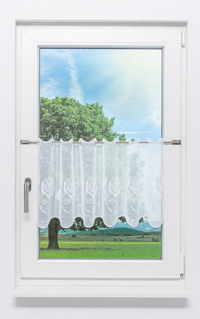 

Панельная штора Plauener Spitze - Rosentraum (Ш х В) 48,60см*40см белый/белый