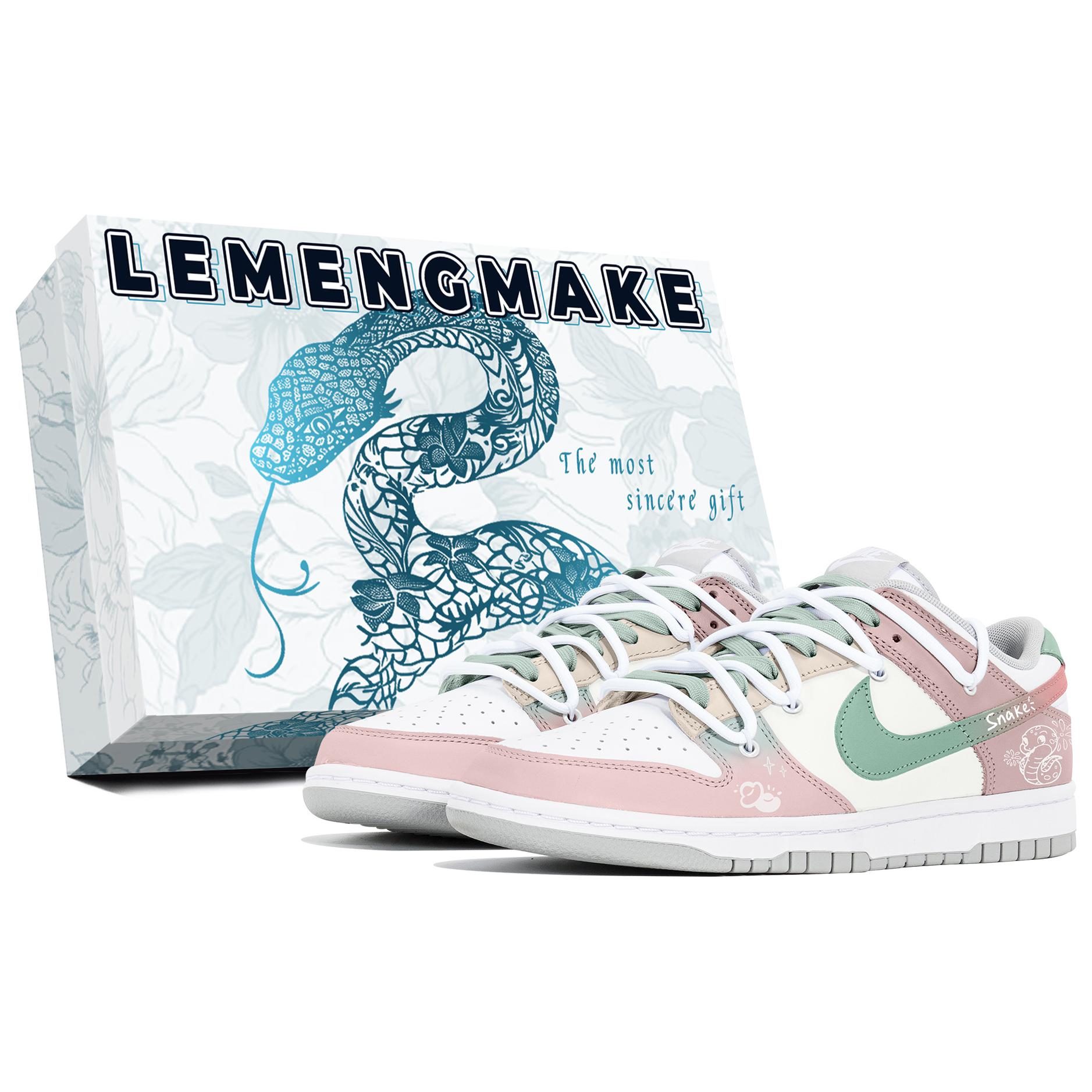 

Nike Кроссовки для скейтбординга Dunk Joy Lemon, износостойкие, низкие, мужские, белые, розовые