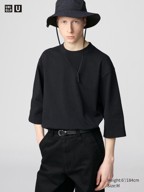 

Футболка с круглым вырезом (рукав 3/4) Uniqlo, черный