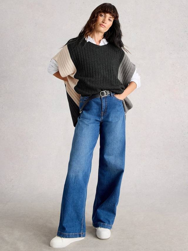 

Пончо-джемпер Ava Contrast из смесовой шерсти White Stuff