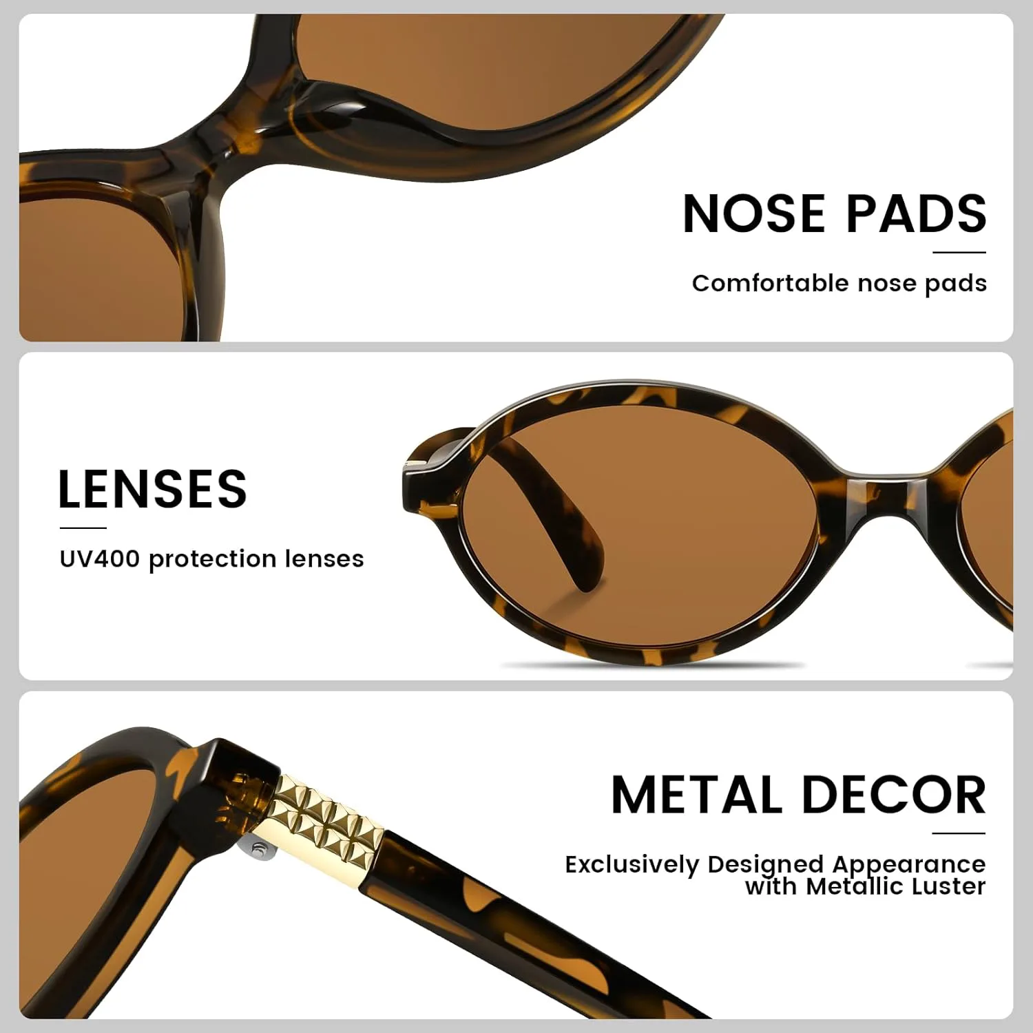 

Ретро-очки овальной формы для женщин, винтажные, в стиле 90-х и Y2K, модные дизайнерские очки с защитой от УФ-излучения YMRFW, 2pack (Tortoise/Tea+tortoise/Gray)