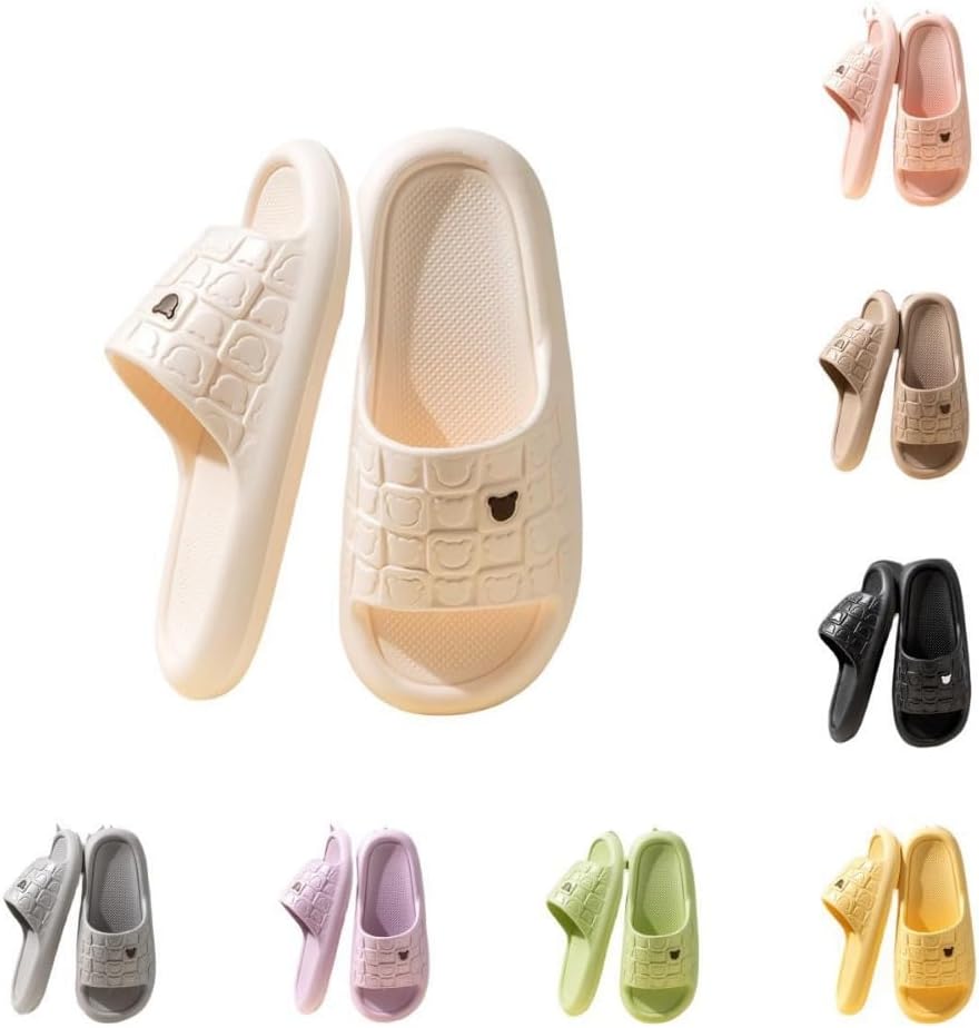 

Женские тапочки ALBIVA с милым медвежонком, летние, мягкая подошва, нескользящие сандалии для дома и улицы, кавайные подарки для женщин и мужчин, белый