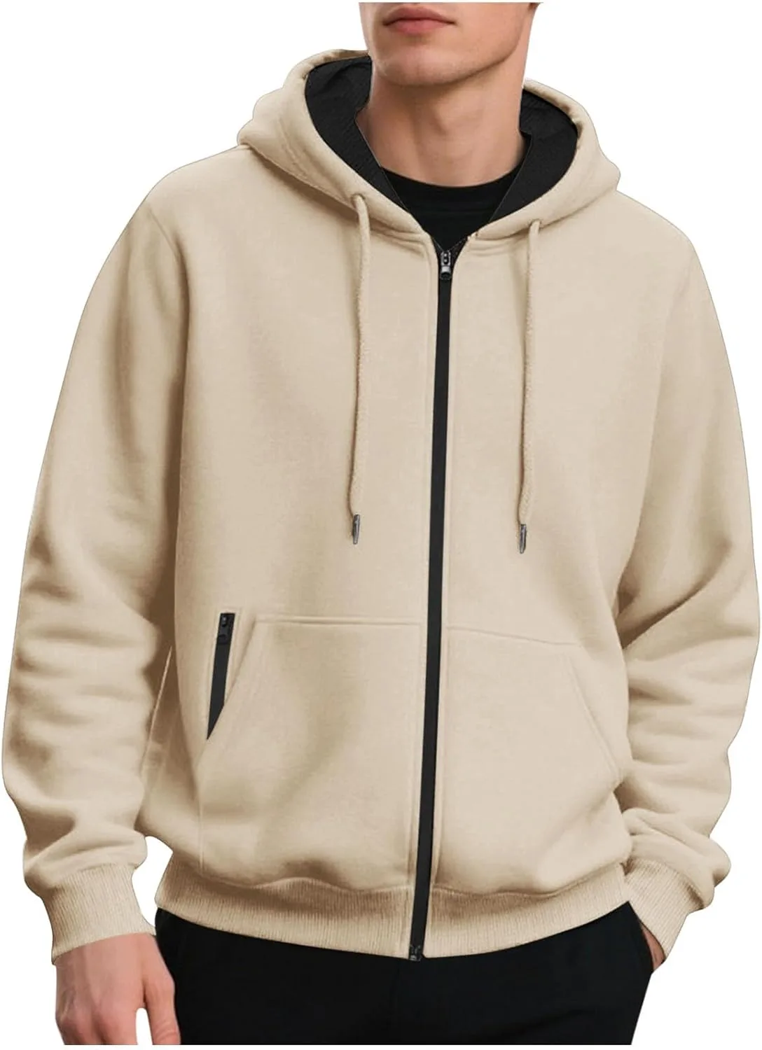 

Толстовка с капюшоном на молнии мужская, с длинным рукавом и карманами