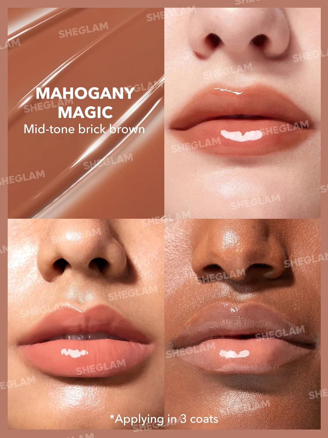Блеск для губ SHEGLAM Perfect Plump с маслом кокоса, оттенок Mahogany Magic — фото 3