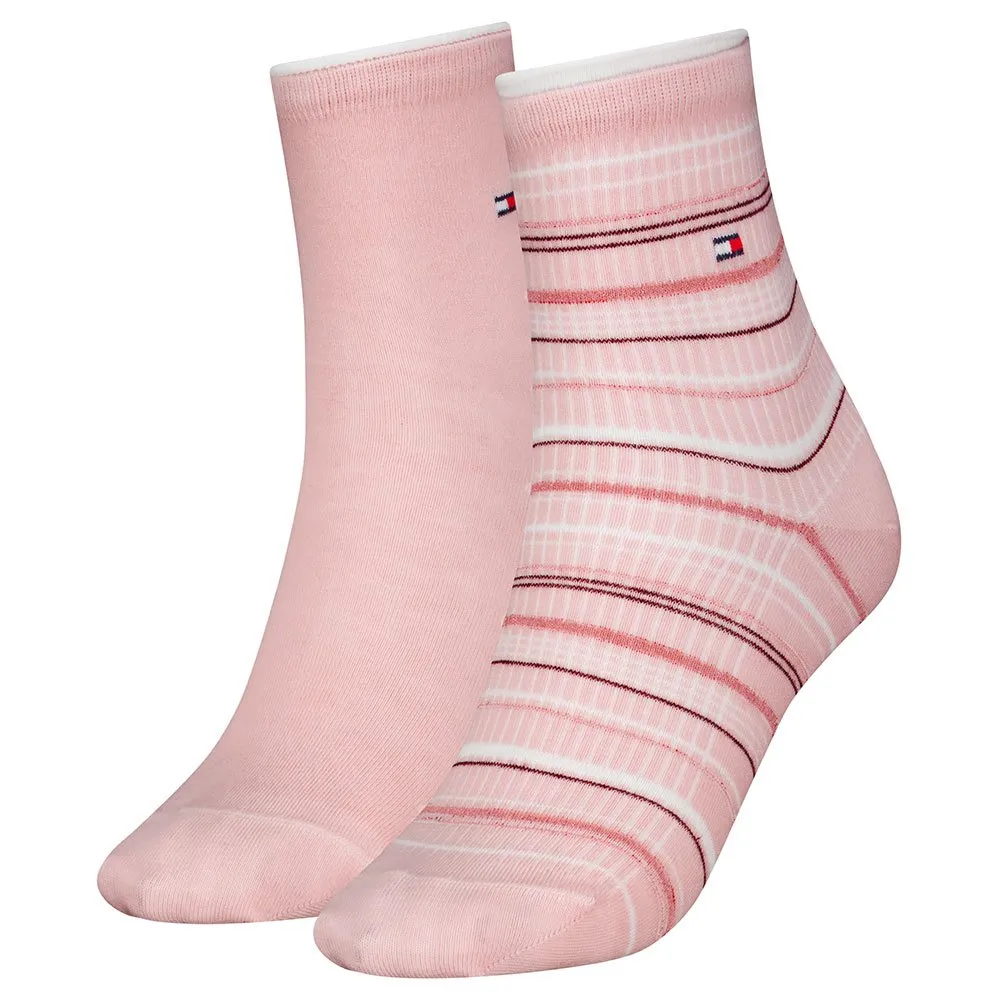 

Носки Tommy Hilfiger Rib Stripe Lurex short 2 pairs, розовый