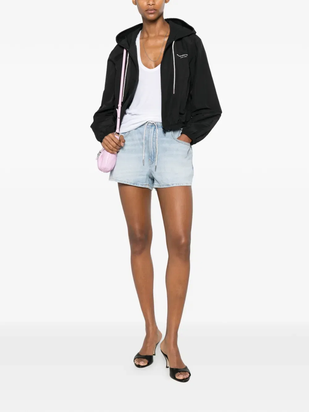 Шорты Marathon с кристальной завязкой Alexander Wang, синий — фото 2
