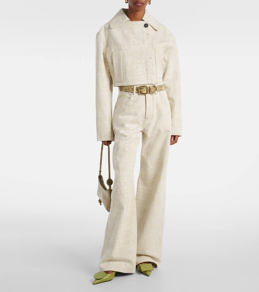 Марино деним куртка с эффектом крокодиловой кожи Jacquemus, Croco Beige — фото 2