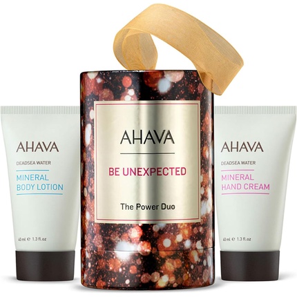 

Наборы AHAVA Holiday The Power of Duo Идеальный набор по уходу за кожей для мягкой и сияющей кожи Увлажняет и насыщает влагой Быстро впитывается с минеральным лосьоном для тела 40 мл и минеральным кремом для рук 40 мл