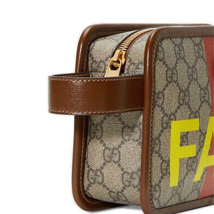 Кожаная косметичка Gucci унисекс, цвет Эбони Браун — фото 4