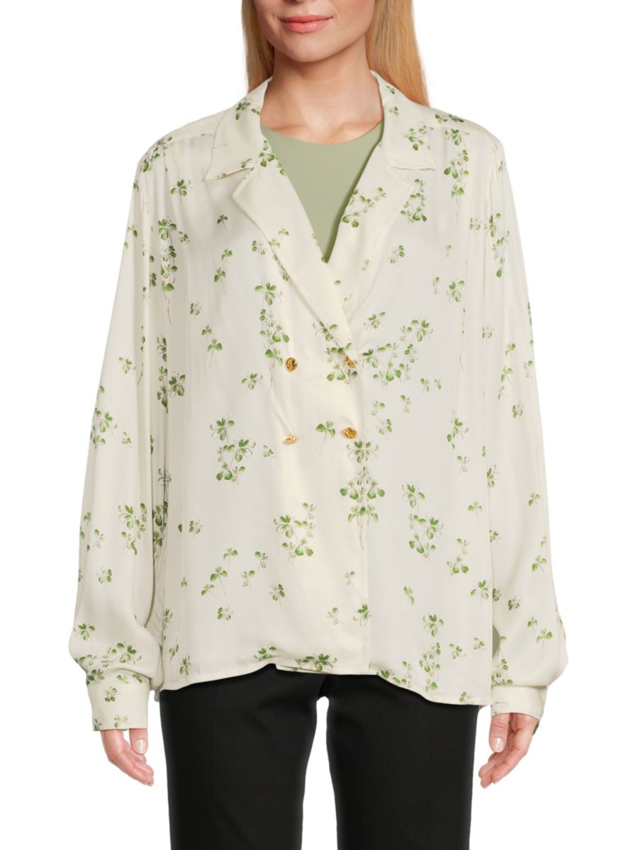 

Блузка из твила с принтом Giambattista Valli, цвет Ivory Green