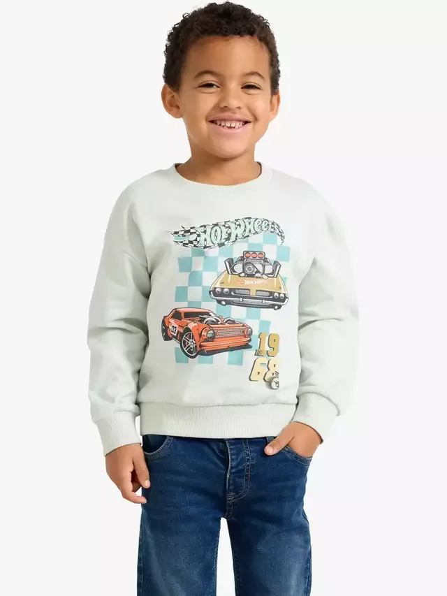 Детская хлопковая толстовка Hot Wheels, светло-бирюзовый цвет Lindex