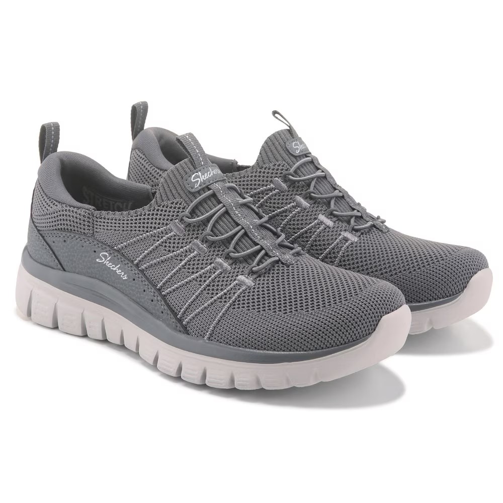 Изящные, идеальные кроссовки-слайдеры Skechers, серый — фото 2