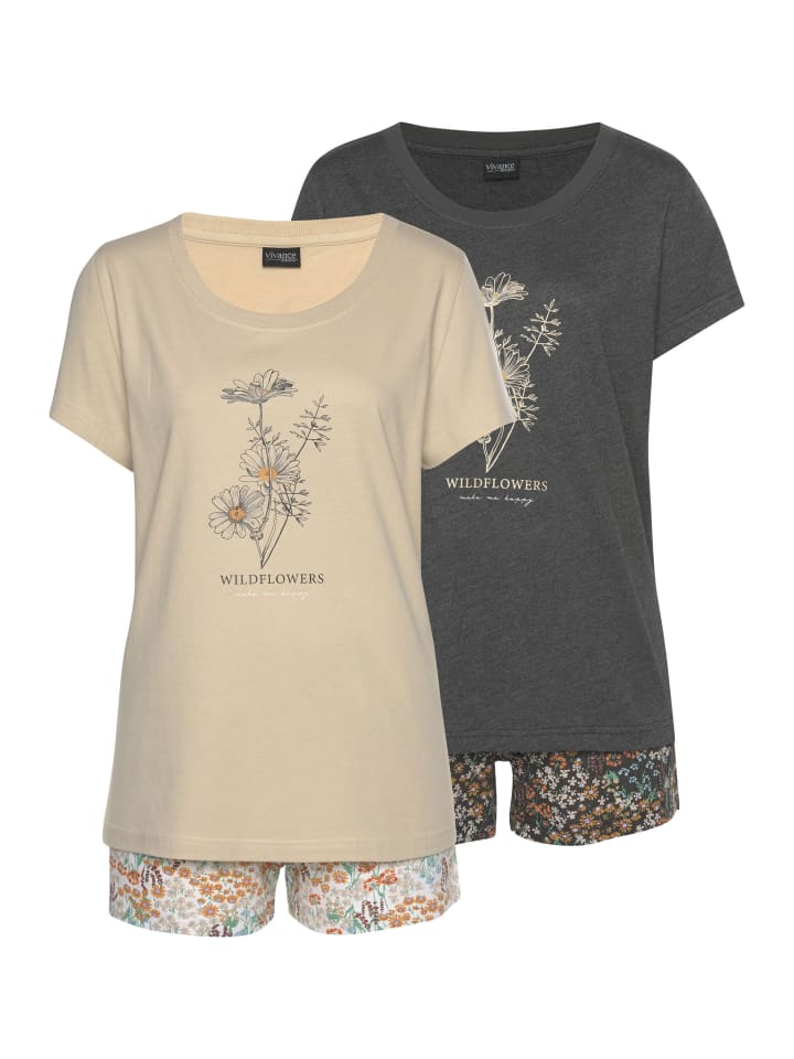 

VIVANCE DREAMS Короткие шорты с серым цветочным принтом, песочным цветочным принтом