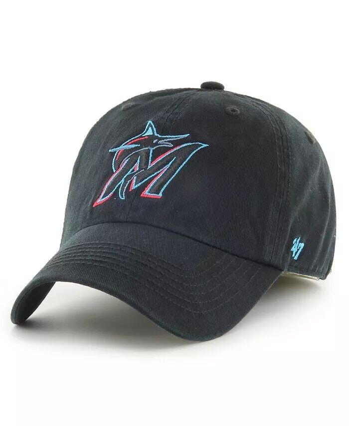

Черная мужская приталенная шляпа с логотипом Miami Marlins Franchise '47 Brand
