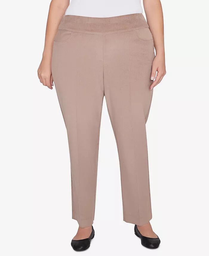 

Плюс размер Telluride Modern Cordoy Faux Fly спереди брюки средней длины Alfred Dunner, коричневый/бежевый